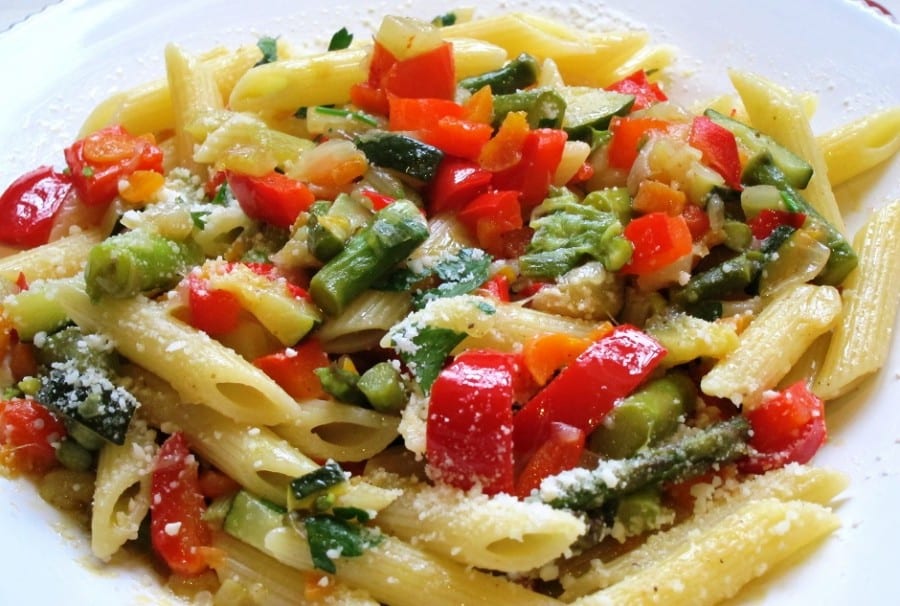 penne and vegetables