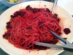 linguine with roasted beets