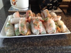 tray of spring rolls