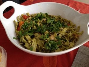 egg noodles with parsley and grape tomatoes