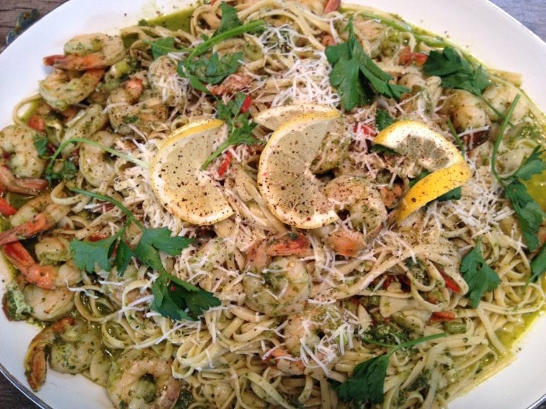 Linguine with Pesto Shrimp Simply Natural Gourmet Cookbook