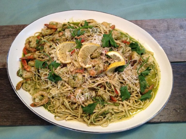 Linguine with Pesto Shrimp Simply Natural Gourmet Cookbook