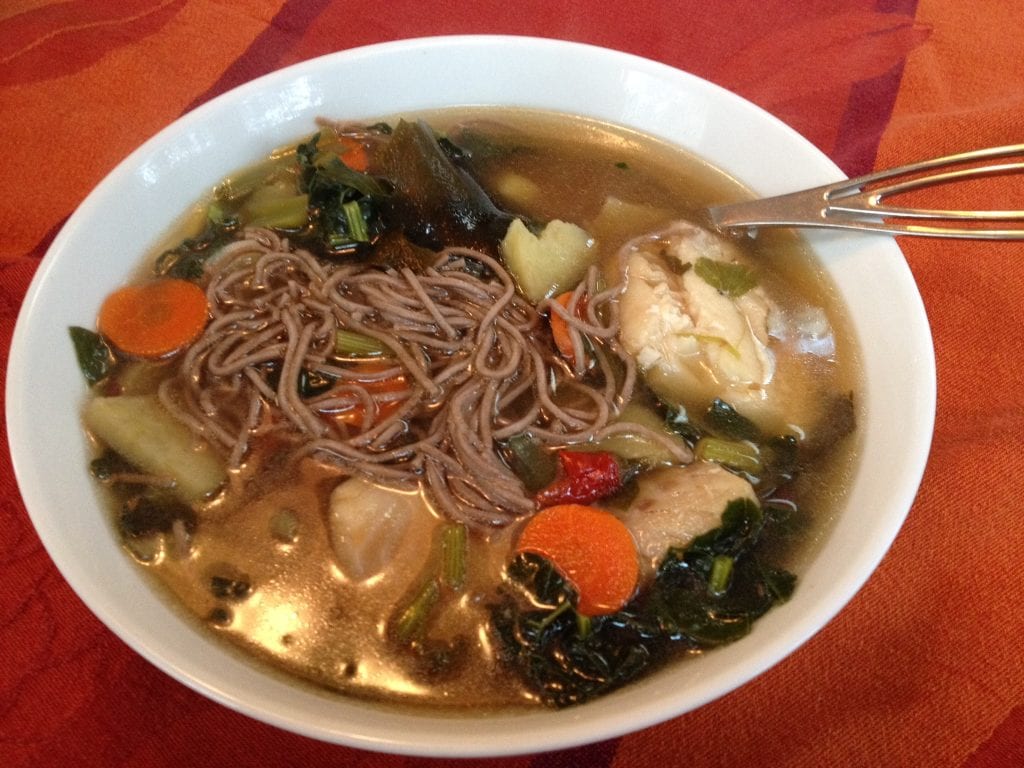 Cod in gingered Dashi with Soba Simply Natural Gourmet Cookbook