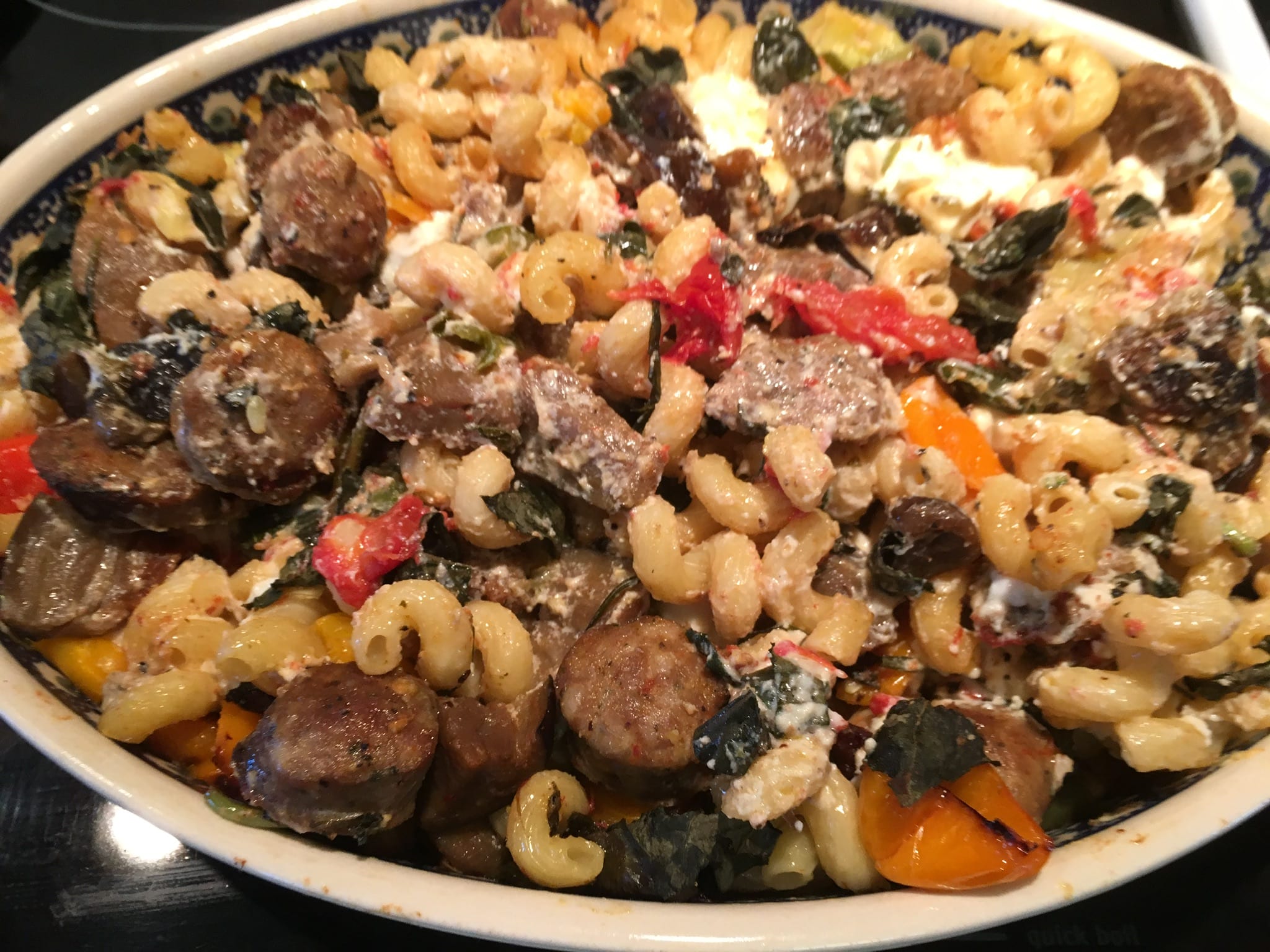 Cavatappi with Sausage Organic Vegetables and Herbs