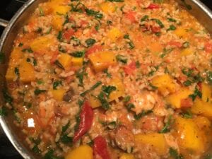 Roasted Pumpkin Risotto with Shrimp