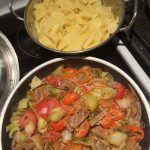 Kimchi Beef over Pappardelle