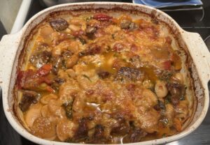 Baked Corona Beans with Beef and Squash