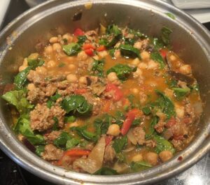 Lamb and Eggplant Stew with Chickpeas and Spinach