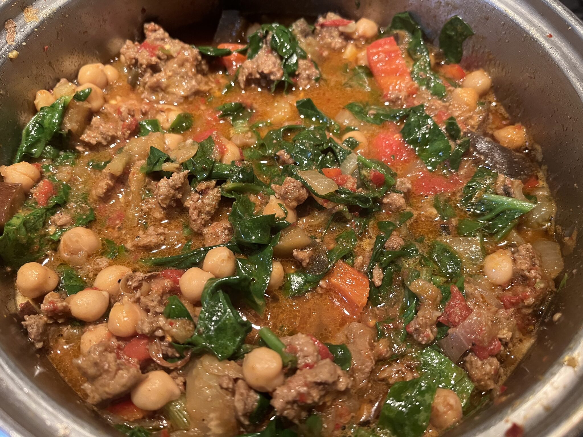 Lamb and Eggplant Stew with Chickpeas and Spinach