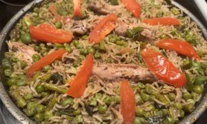 Harissa Chicken with Spring Veggies and Rice