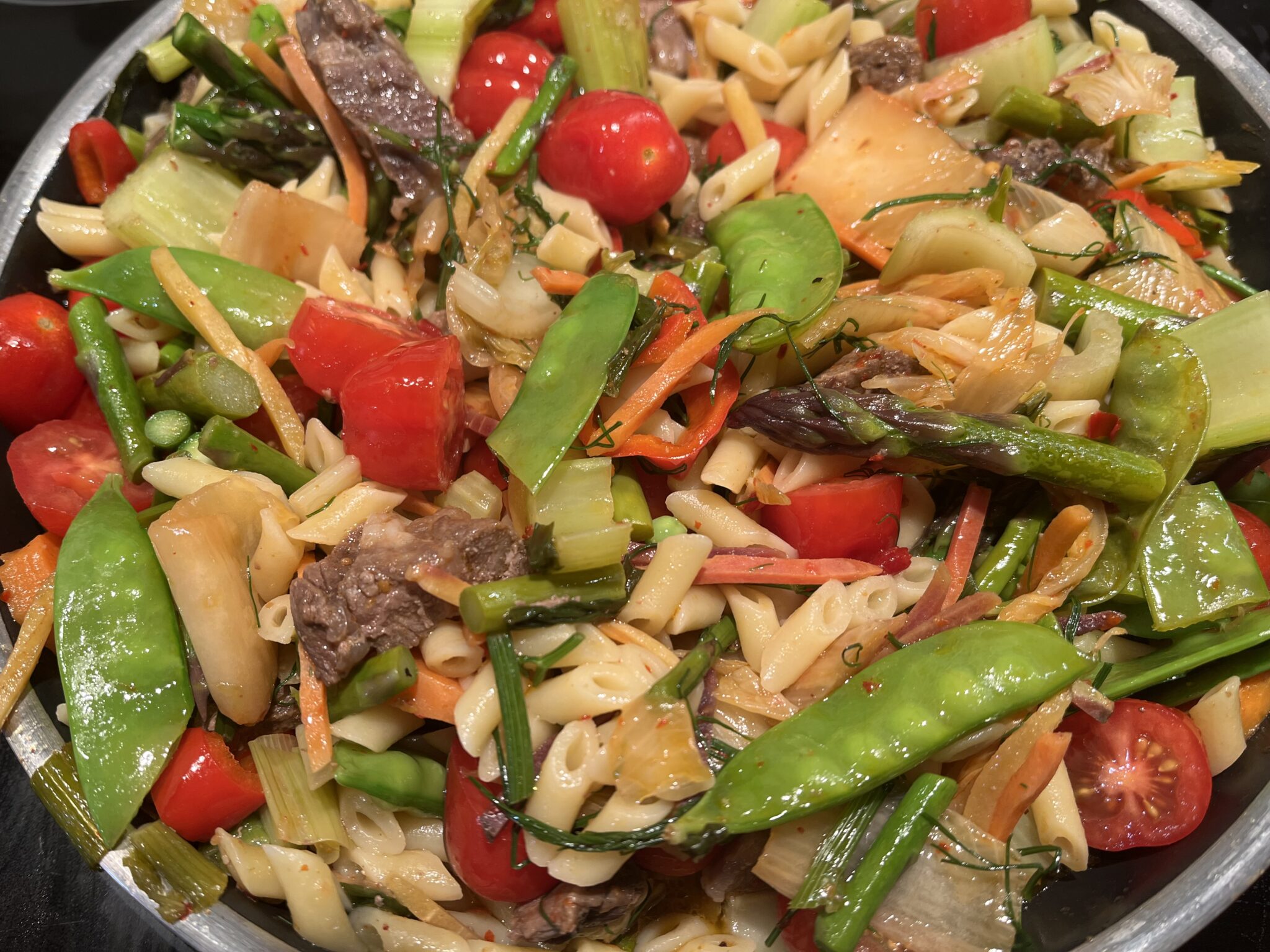 Steak and Vegetable Stir Fry with Pennettine