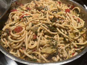 Bucatini with Fish Artichokes and Capers