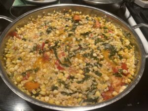 Corn Risotto with Spinach and Tomato