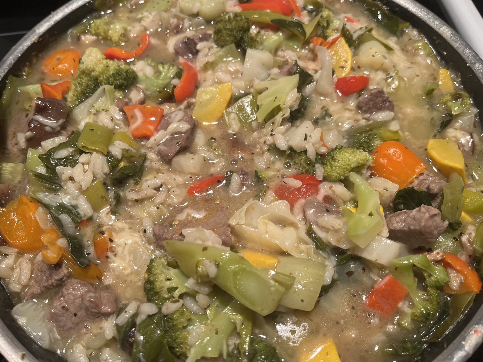 Creamy Garlic Beef and Vegetable Risotto
