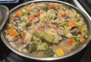 Creamy Garlic Beef and Vegetable Risotto