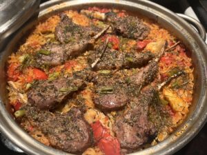 Greek Lollipop Lamb Chops and Rice with Tomato and Artichoke