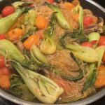 Sautéed Baby Bok Choy with Glass Noodles in Miso Broth